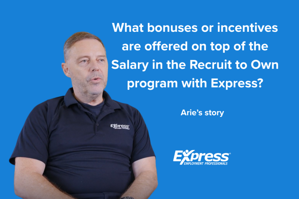 What bonuses are offered on top of the Salary in the Recruit to Own program with Express?